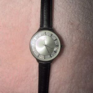 Silver Dial with Black Leather Strap